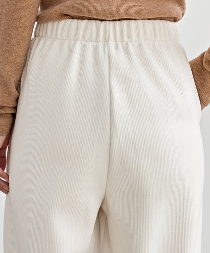 ソリッドカラー クロップド丈 テーパード イージーパンツ 裏起毛