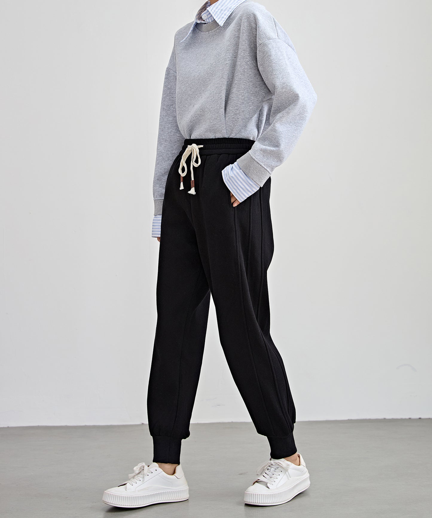 裏起毛 ルーズ フィット イージー アンクル パンツ