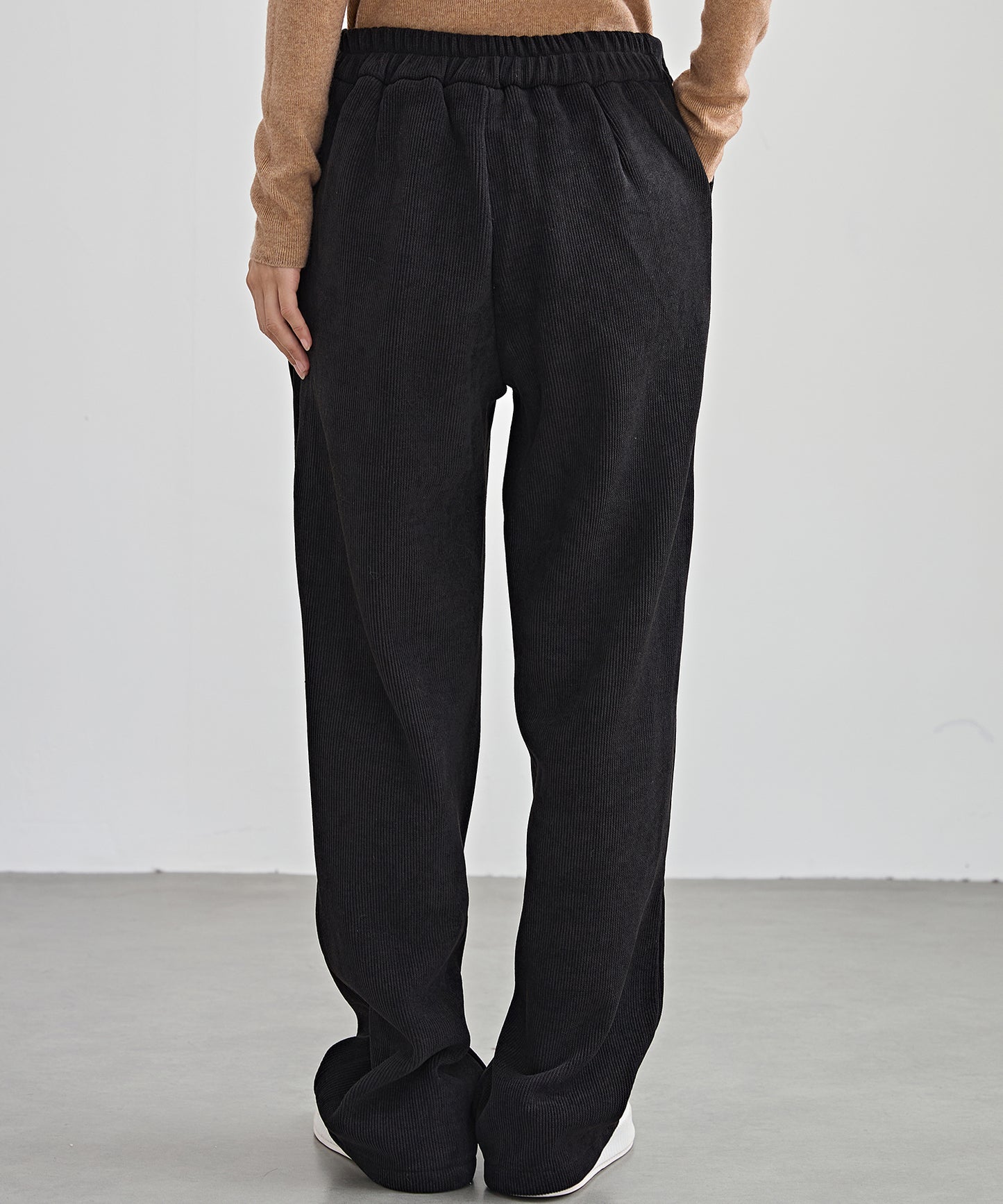 チャイナボタン コーデュロイ 裏起毛 ストレート タック パンツ