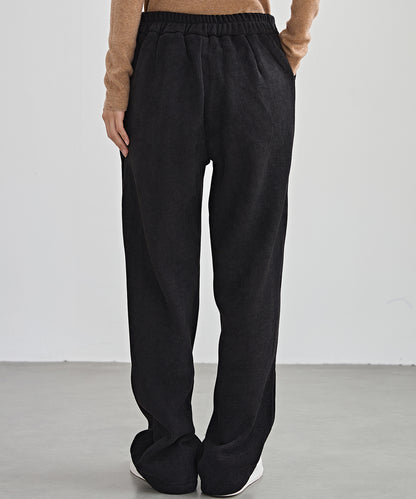 チャイナボタン コーデュロイ 裏起毛 ストレート タック パンツ