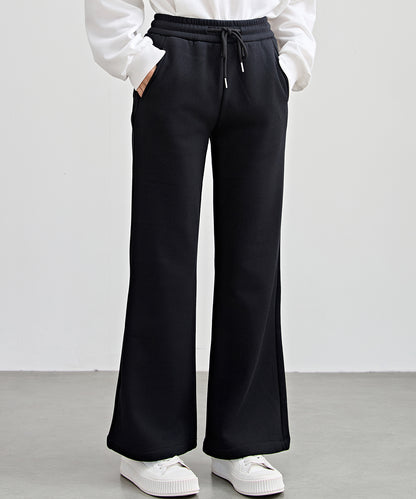 ソリッドカラー ハイウエスト あったか フレア イージーパンツ 裏起毛