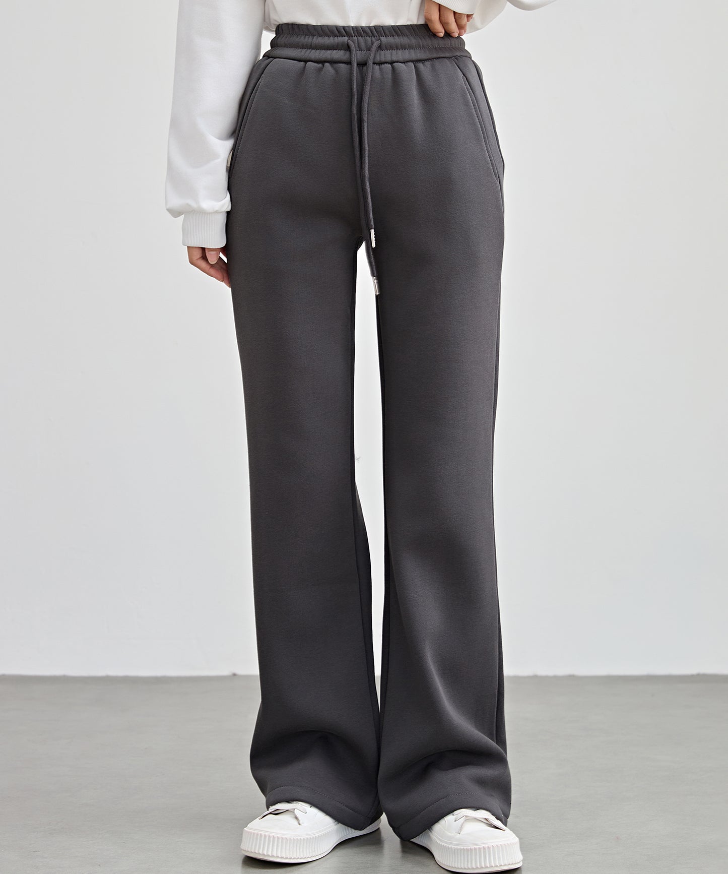 ソリッドカラー ハイウエスト あったか フレア イージーパンツ 裏起毛