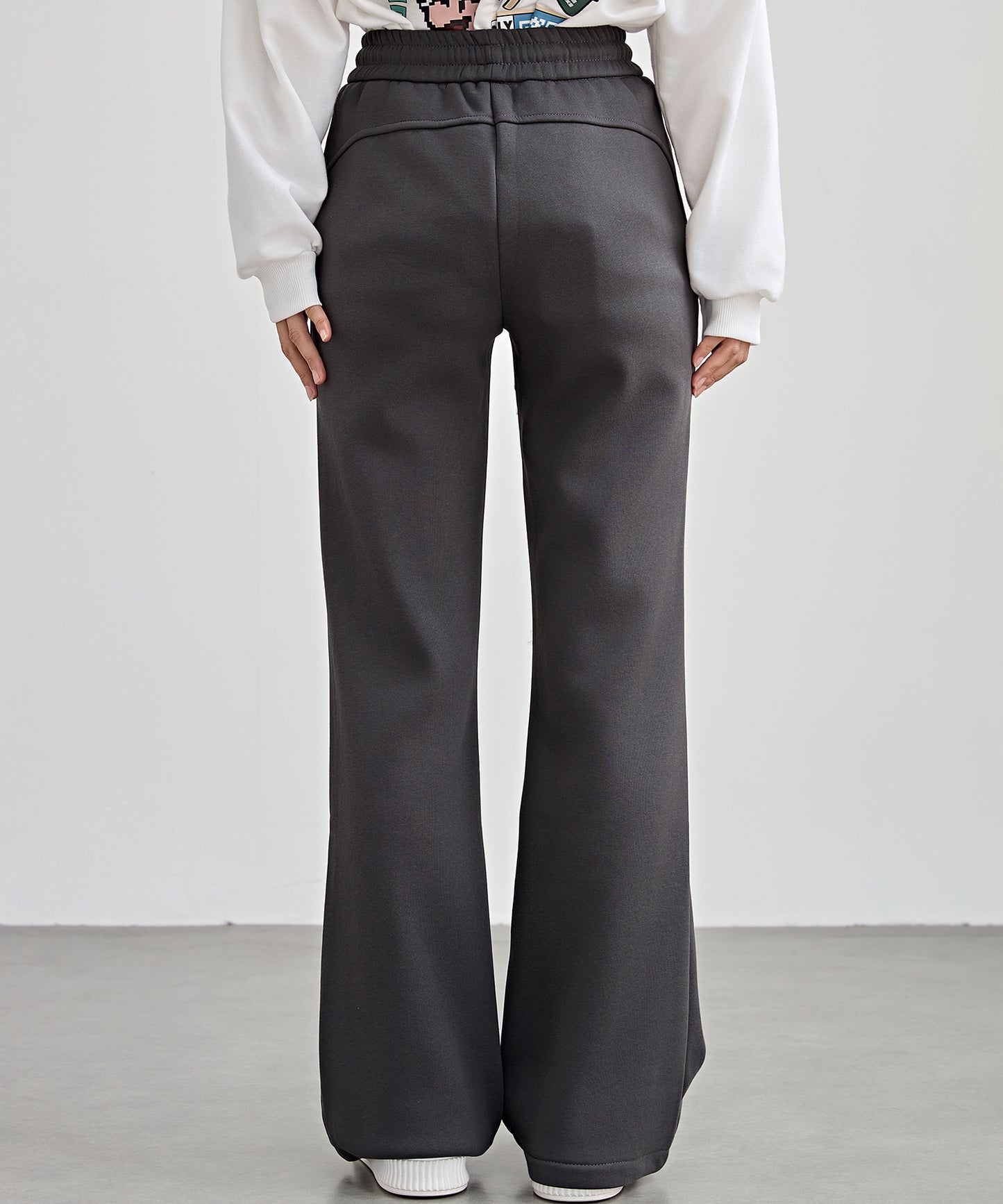 ソリッドカラー ハイウエスト あったか フレア イージーパンツ 裏起毛