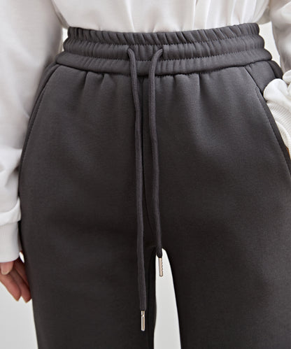 ソリッドカラー ハイウエスト あったか フレア イージーパンツ 裏起毛