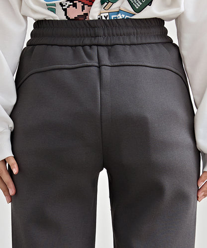 ソリッドカラー ハイウエスト あったか フレア イージーパンツ 裏起毛