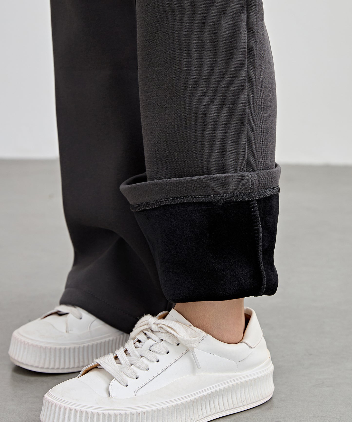 ソリッドカラー ハイウエスト あったか フレア イージーパンツ 裏起毛