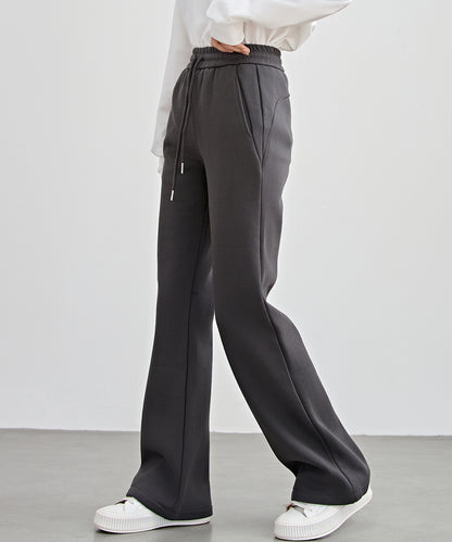 ソリッドカラー ハイウエスト あったか フレア イージーパンツ 裏起毛