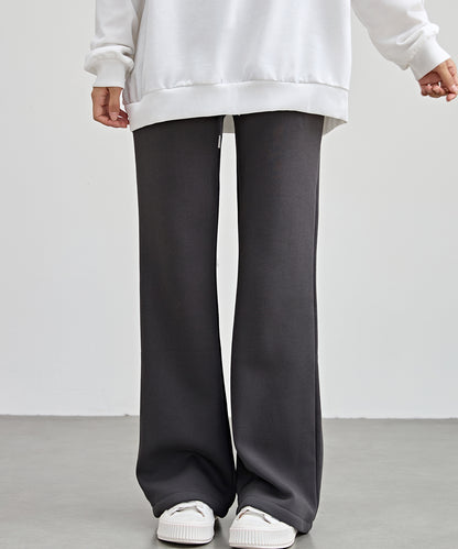 ソリッドカラー ハイウエスト あったか フレア イージーパンツ 裏起毛