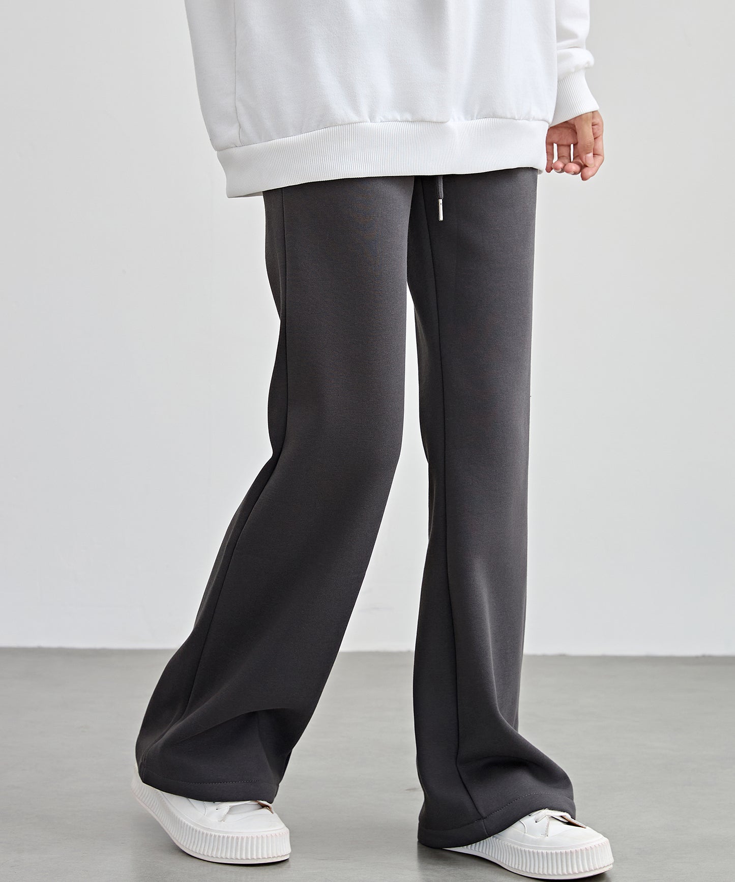 ソリッドカラー ハイウエスト あったか フレア イージーパンツ 裏起毛