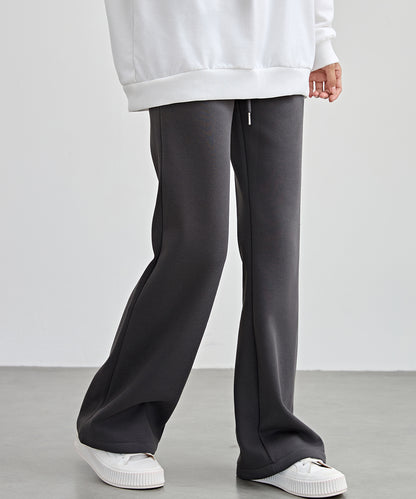 ソリッドカラー ハイウエスト あったか フレア イージーパンツ 裏起毛