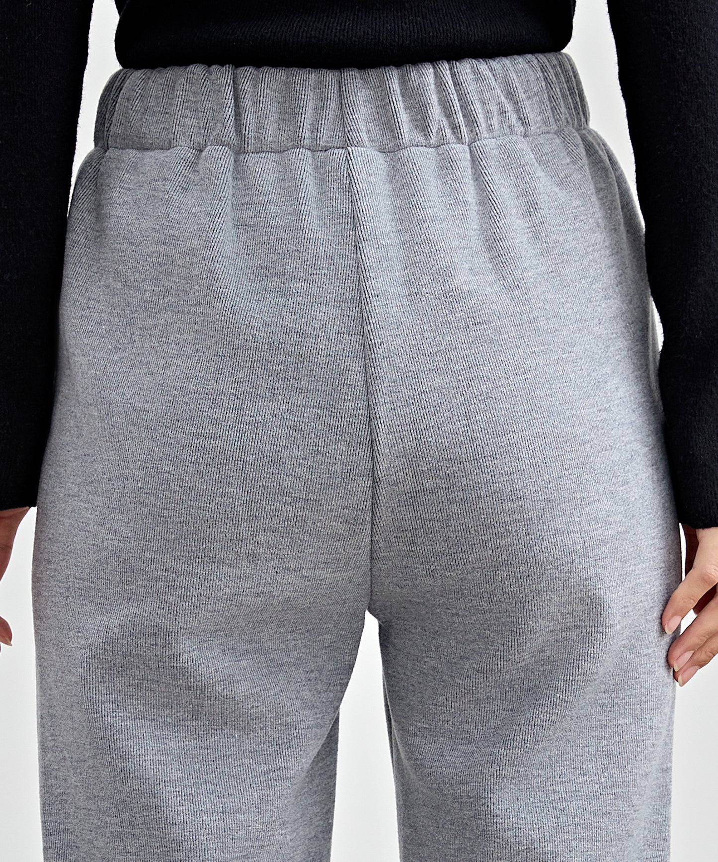 ハイウエスト 裾ジップ ストレート ニット イージーパンツ 裏起毛