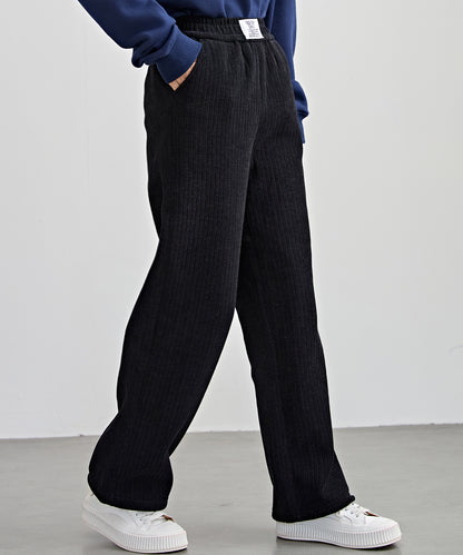 タグ付き ストレート フリース セミワイド イージーパンツ 裏起毛