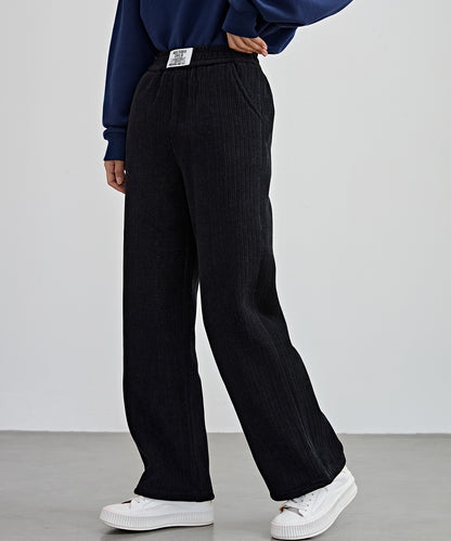 タグ付き ストレート フリース セミワイド イージーパンツ 裏起毛