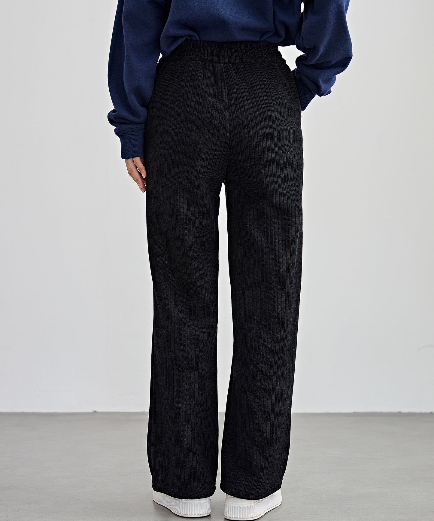 タグ付き ストレート フリース セミワイド イージーパンツ 裏起毛