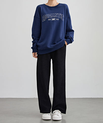 タグ付き ストレート フリース セミワイド イージーパンツ 裏起毛