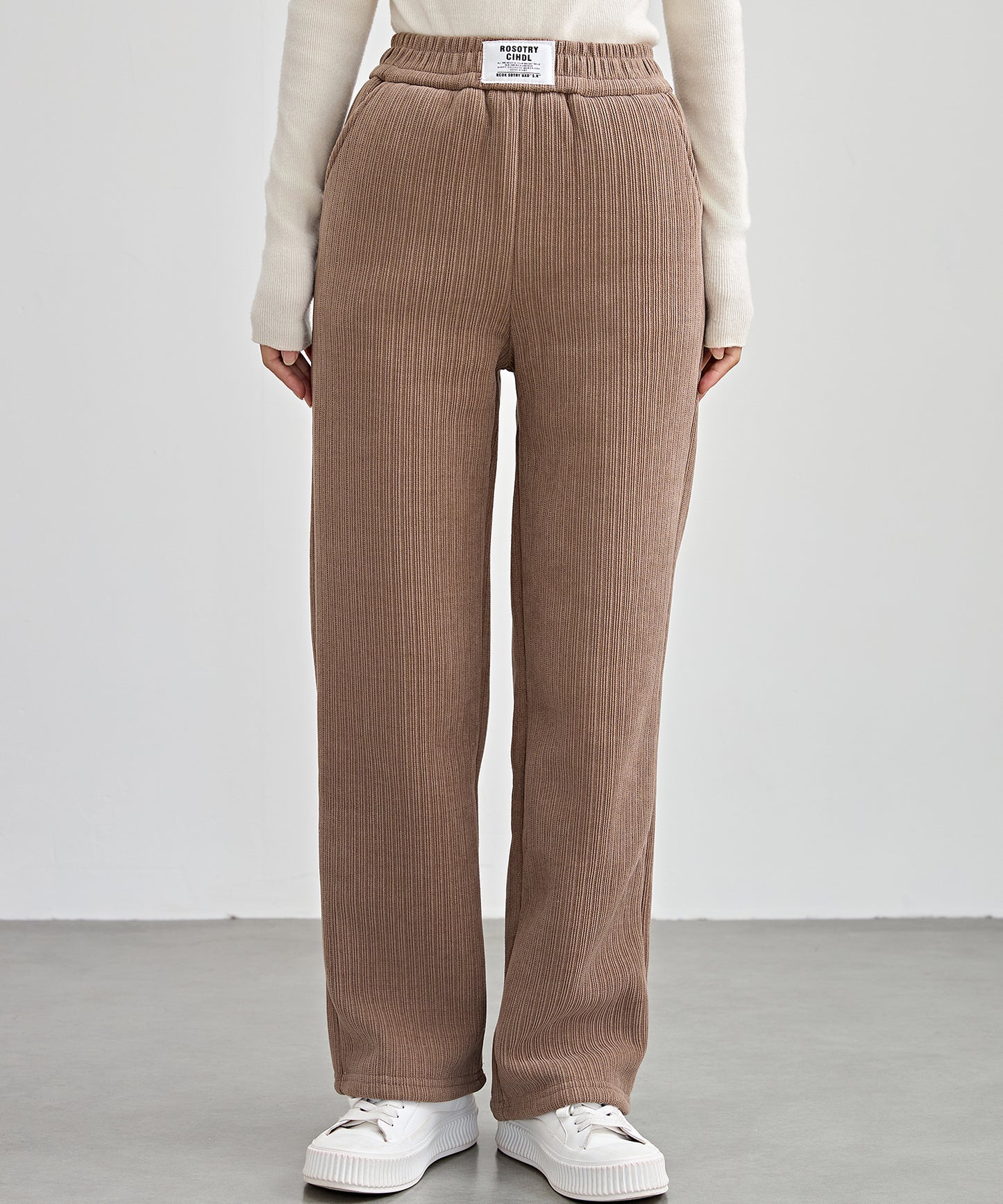 タグ付き ストレート フリース セミワイド イージーパンツ 裏起毛