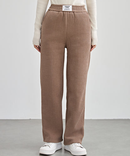 タグ付き ストレート フリース セミワイド イージーパンツ 裏起毛