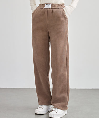 タグ付き ストレート フリース セミワイド イージーパンツ 裏起毛