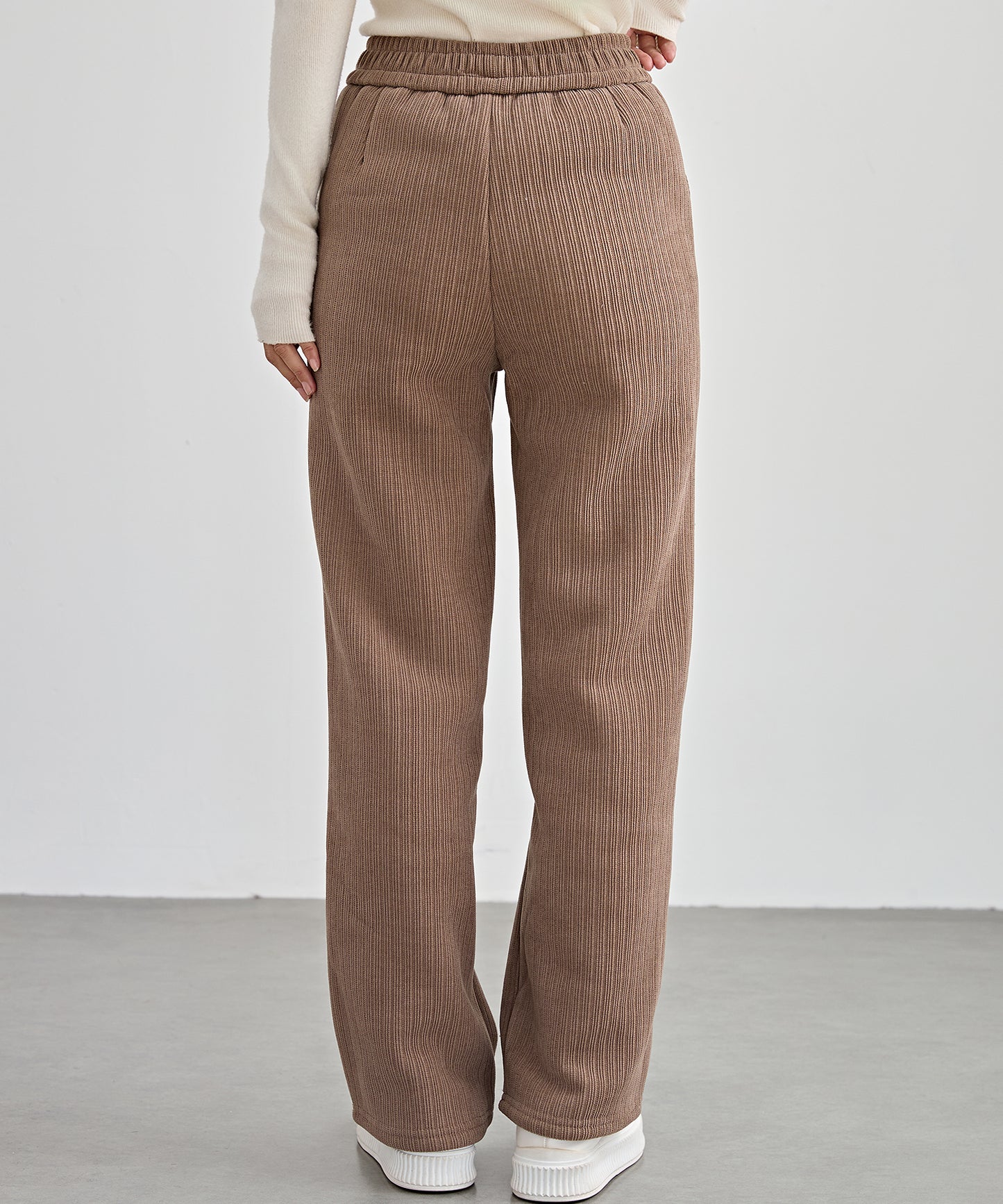 タグ付き ストレート フリース セミワイド イージーパンツ 裏起毛