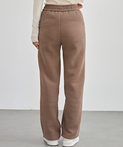 タグ付き ストレート フリース セミワイド イージーパンツ 裏起毛