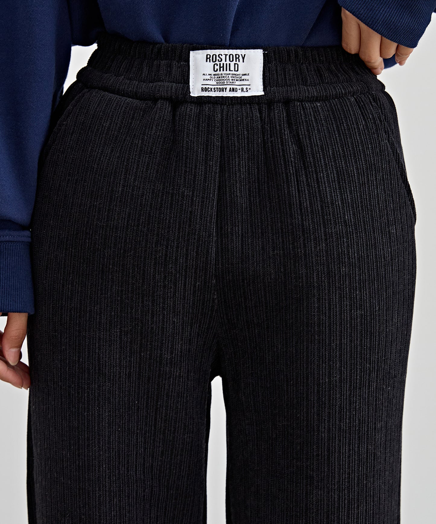 タグ付き ストレート フリース セミワイド イージーパンツ 裏起毛