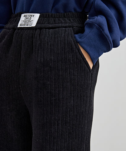 タグ付き ストレート フリース セミワイド イージーパンツ 裏起毛