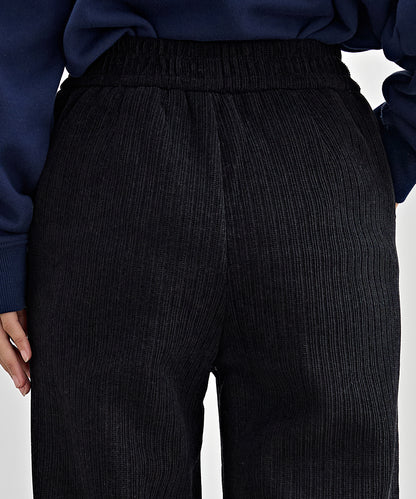 タグ付き ストレート フリース セミワイド イージーパンツ 裏起毛