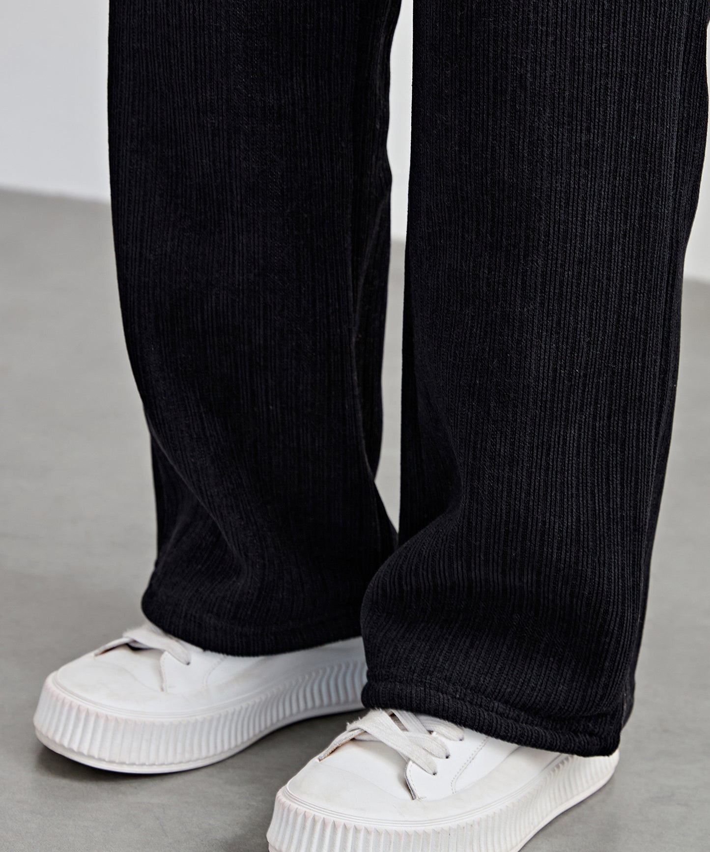 タグ付き ストレート フリース セミワイド イージーパンツ 裏起毛