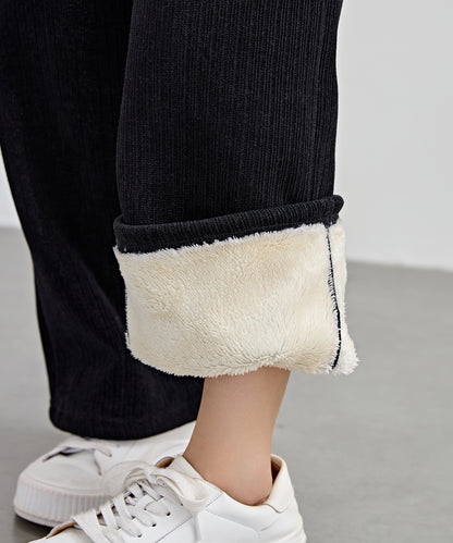 タグ付き ストレート フリース セミワイド イージーパンツ 裏起毛