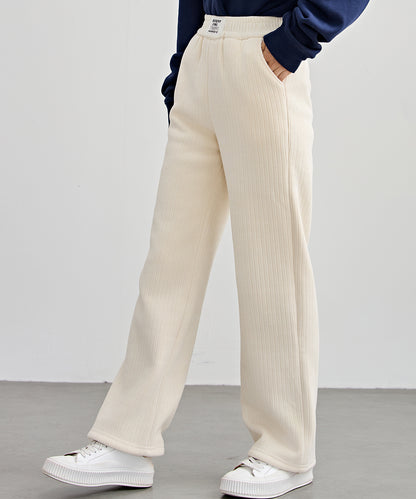 タグ付き ストレート フリース セミワイド イージーパンツ 裏起毛