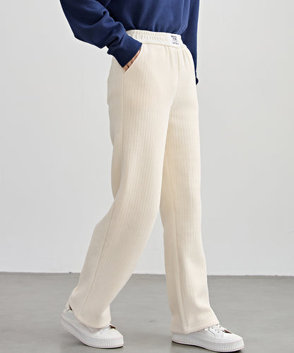 タグ付き ストレート フリース セミワイド イージーパンツ 裏起毛