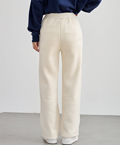 タグ付き ストレート フリース セミワイド イージーパンツ 裏起毛