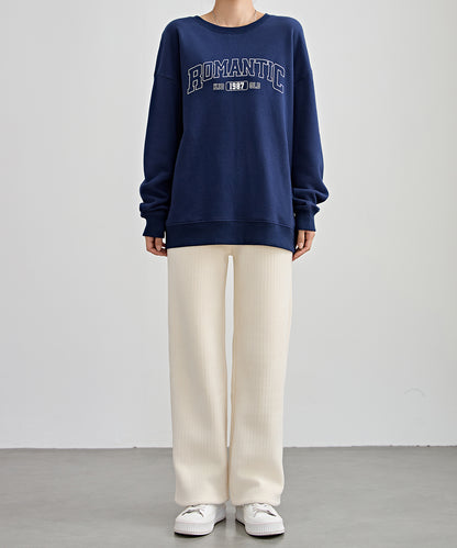 タグ付き ストレート フリース セミワイド イージーパンツ 裏起毛