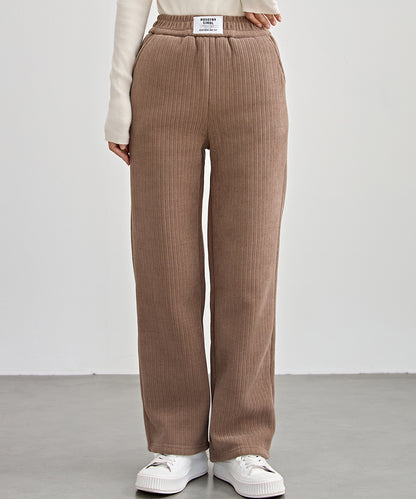 タグ付き ストレート フリース セミワイド イージーパンツ 裏起毛