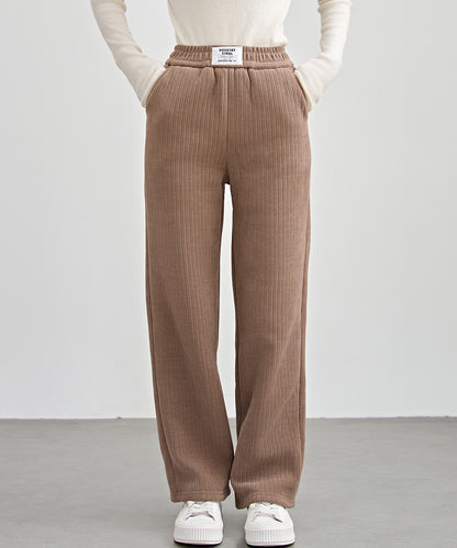 タグ付き ストレート フリース セミワイド イージーパンツ 裏起毛