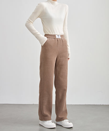 タグ付き ストレート フリース セミワイド イージーパンツ 裏起毛