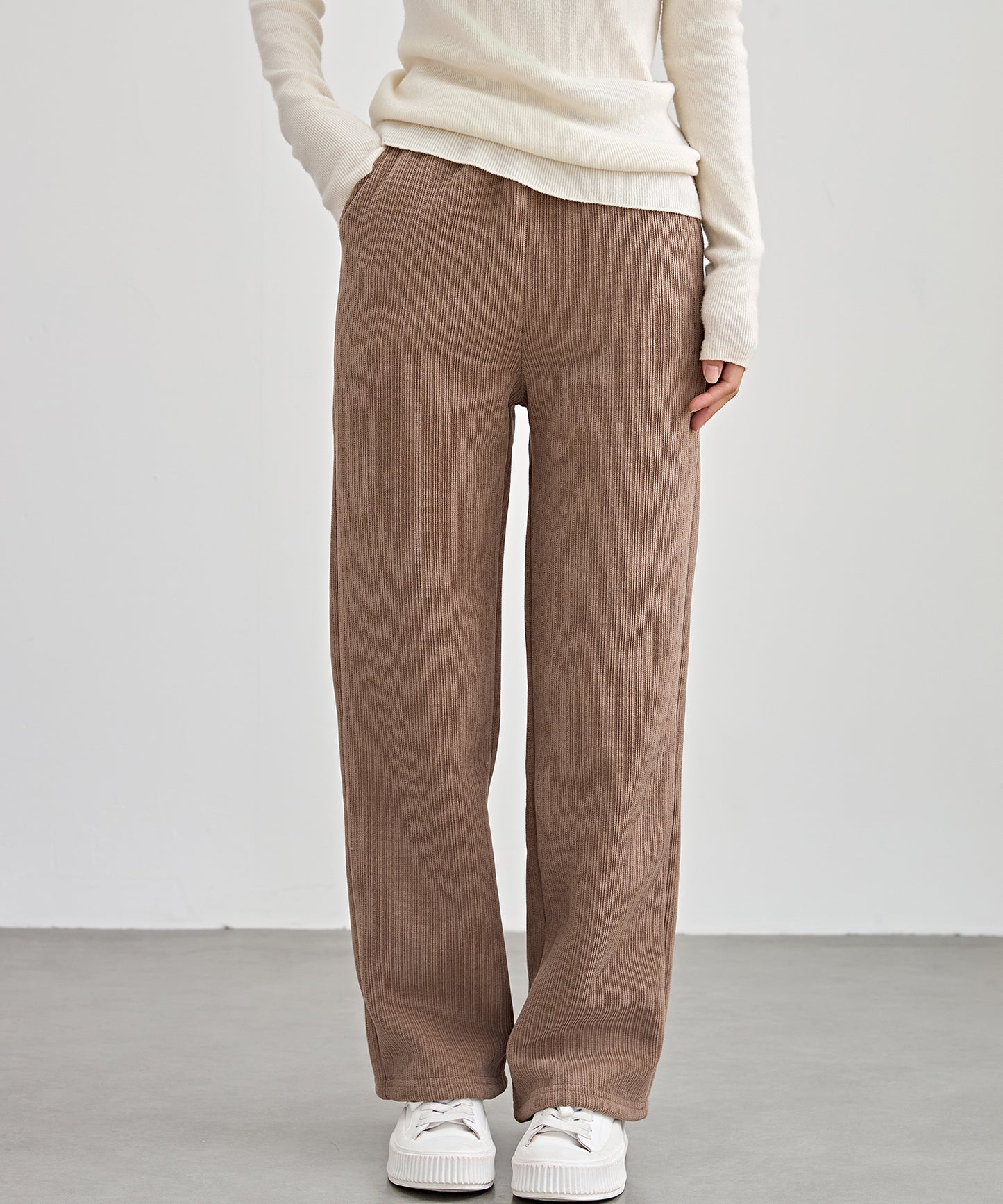 タグ付き ストレート フリース セミワイド イージーパンツ 裏起毛