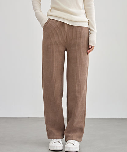 タグ付き ストレート フリース セミワイド イージーパンツ 裏起毛