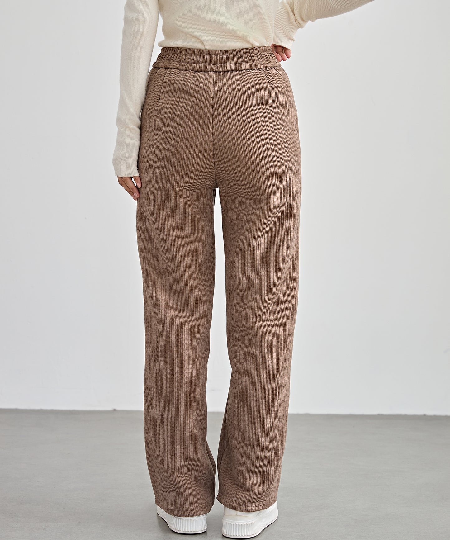 タグ付き ストレート フリース セミワイド イージーパンツ 裏起毛