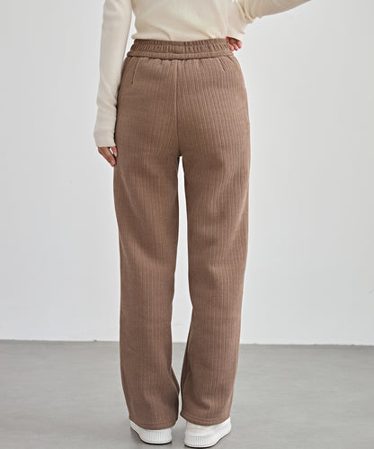 タグ付き ストレート フリース セミワイド イージーパンツ 裏起毛