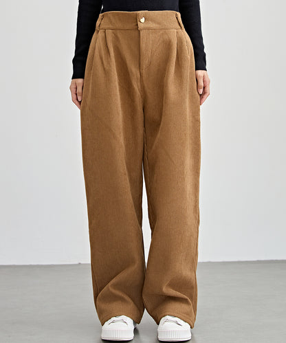 ハートボタン コーデュロイ ストレート パンツ