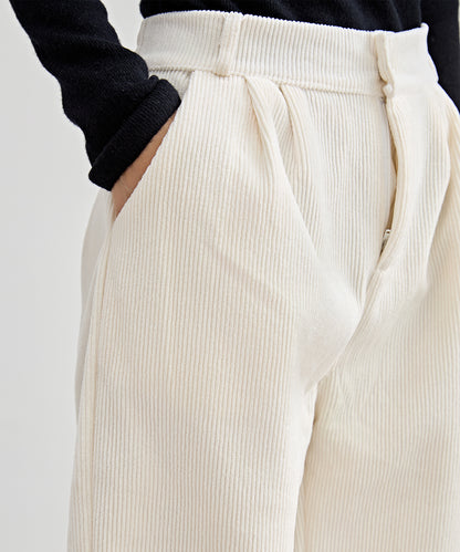 ハートボタン コーデュロイ ストレート パンツ