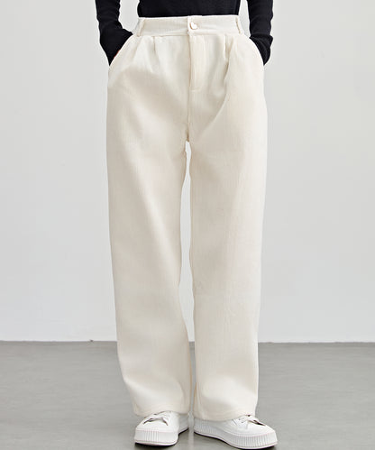 ハートボタン コーデュロイ ストレート パンツ