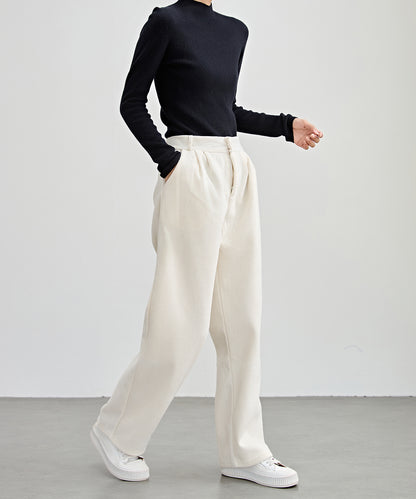 ハートボタン コーデュロイ ストレート パンツ