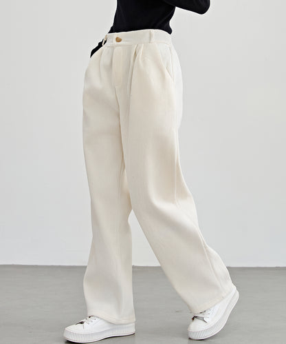 ハートボタン コーデュロイ ストレート パンツ