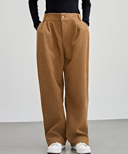 ハートボタン コーデュロイ ストレート パンツ