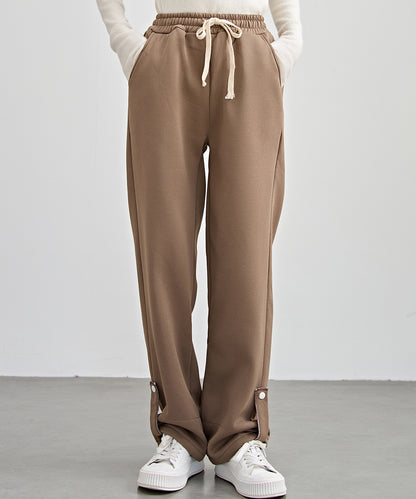 裏起毛 配色 チェック イージー ストレート パンツ