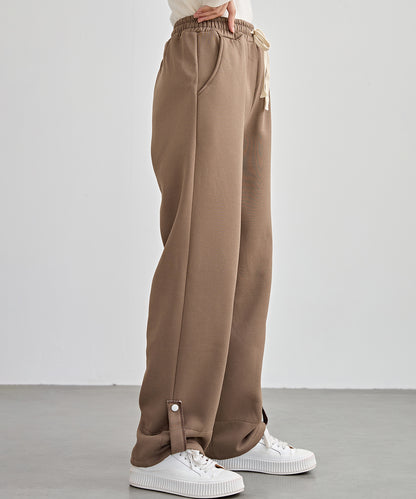 裏起毛 配色 チェック イージー ストレート パンツ