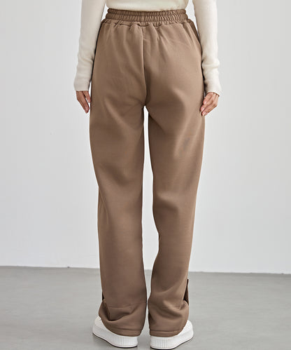 裏起毛 配色 チェック イージー ストレート パンツ