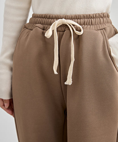 裏起毛 配色 チェック イージー ストレート パンツ